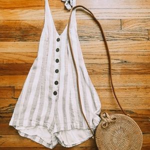 Striped halter romper